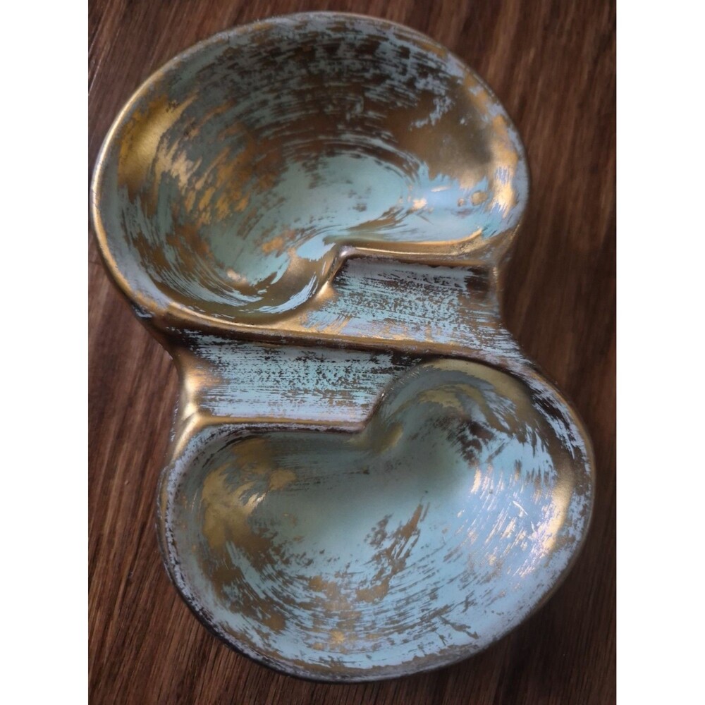 Stangl Pottery MCM Hand Painted Dish Ashtray ‘Antique Gold’ Vintage accent piece